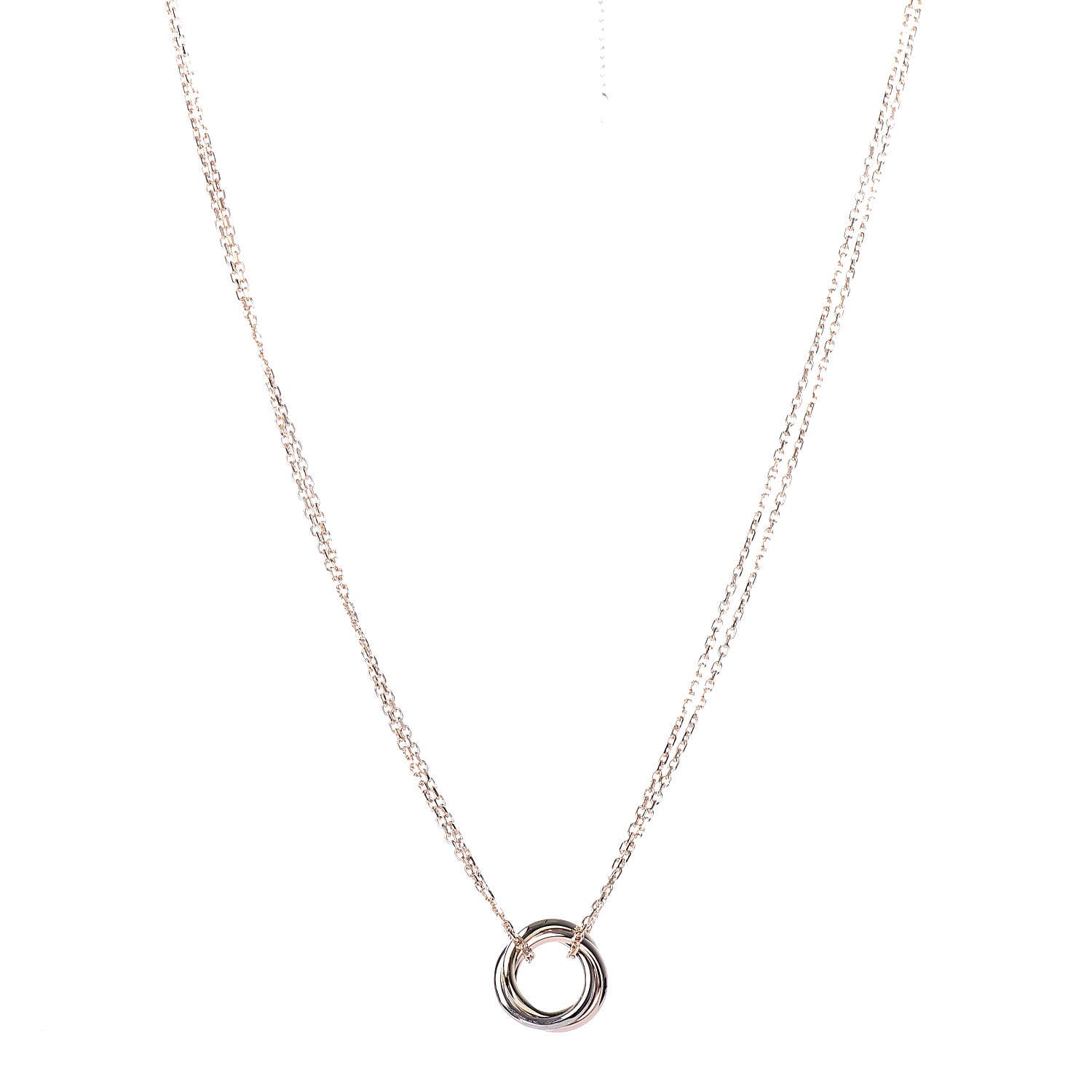 Cartier 18K Pink Yellow White Gold Trinity Double Chain Pendant Necklace 1 of 6