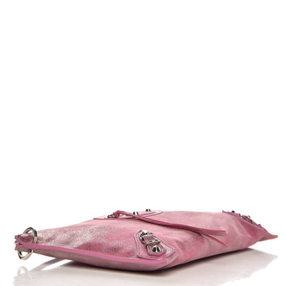 Balenciaga Metallic Calfskin Milky Way Papier Clutch Hip Pink 4 of 9
