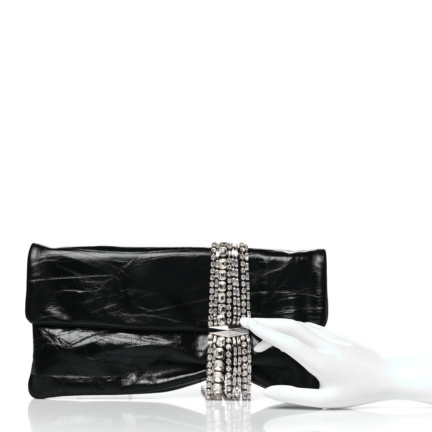 Jimmy Choo Vintage Calfskin Crystal Zandra Clutch Bag Black 2 of 9