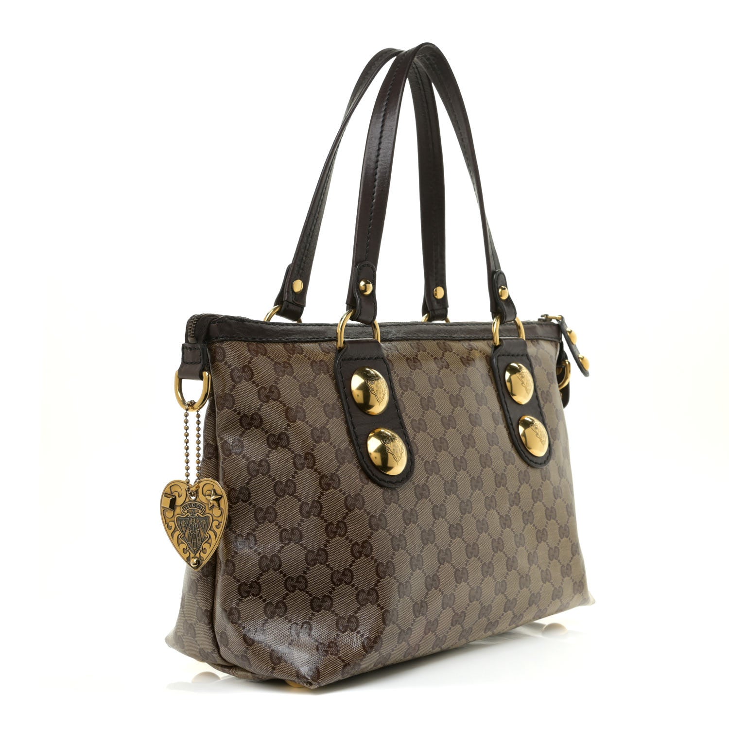 Gucci Crystal Monogram Small Babouska Tote Dark Brown 3 of 13
