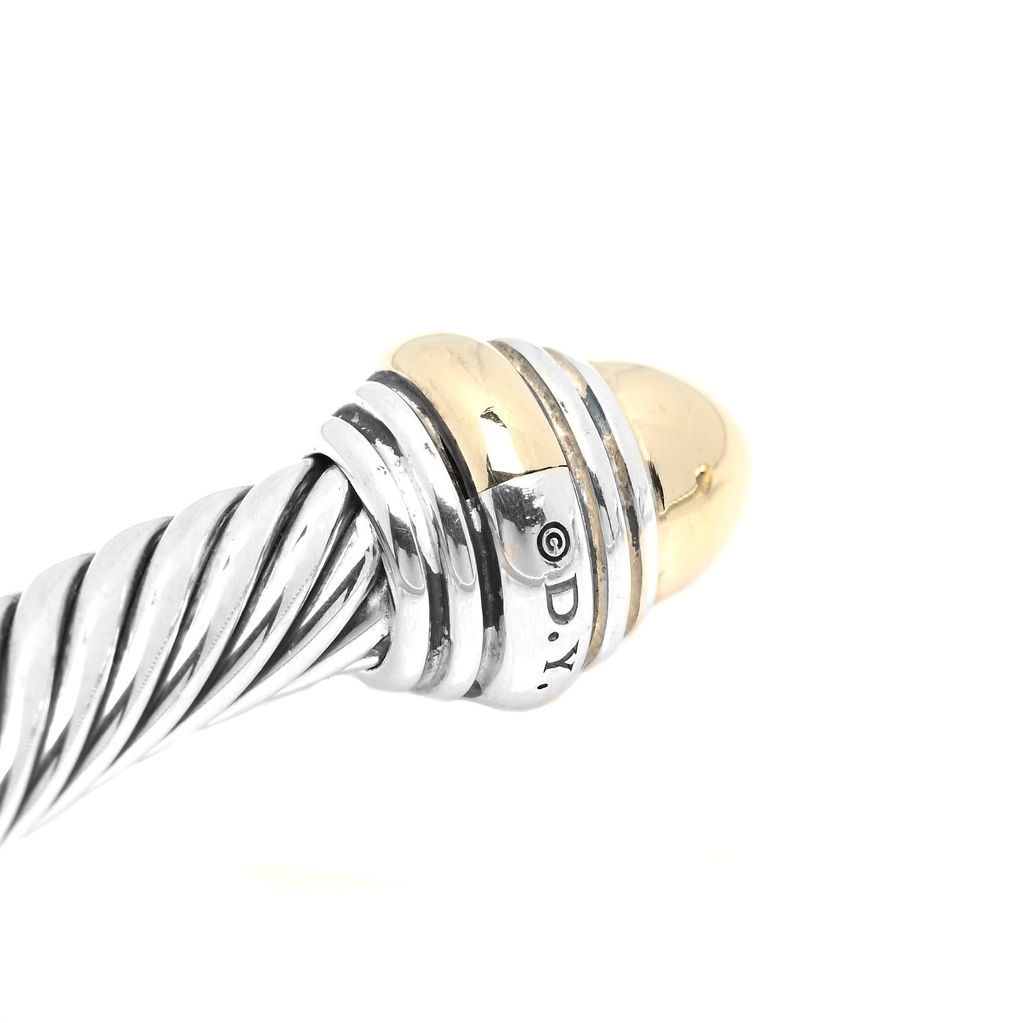 Sterling Silver 14K Yellow Gold 5mm Cable Classics Dome Bracelet
