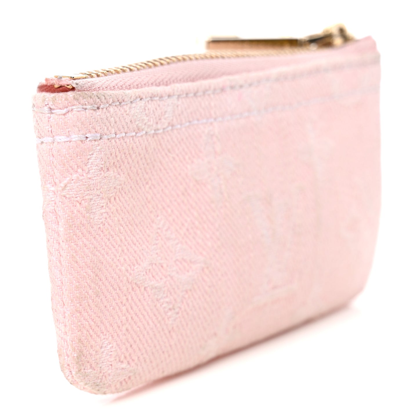 Monogram Denim Key Pouch Washed Pink