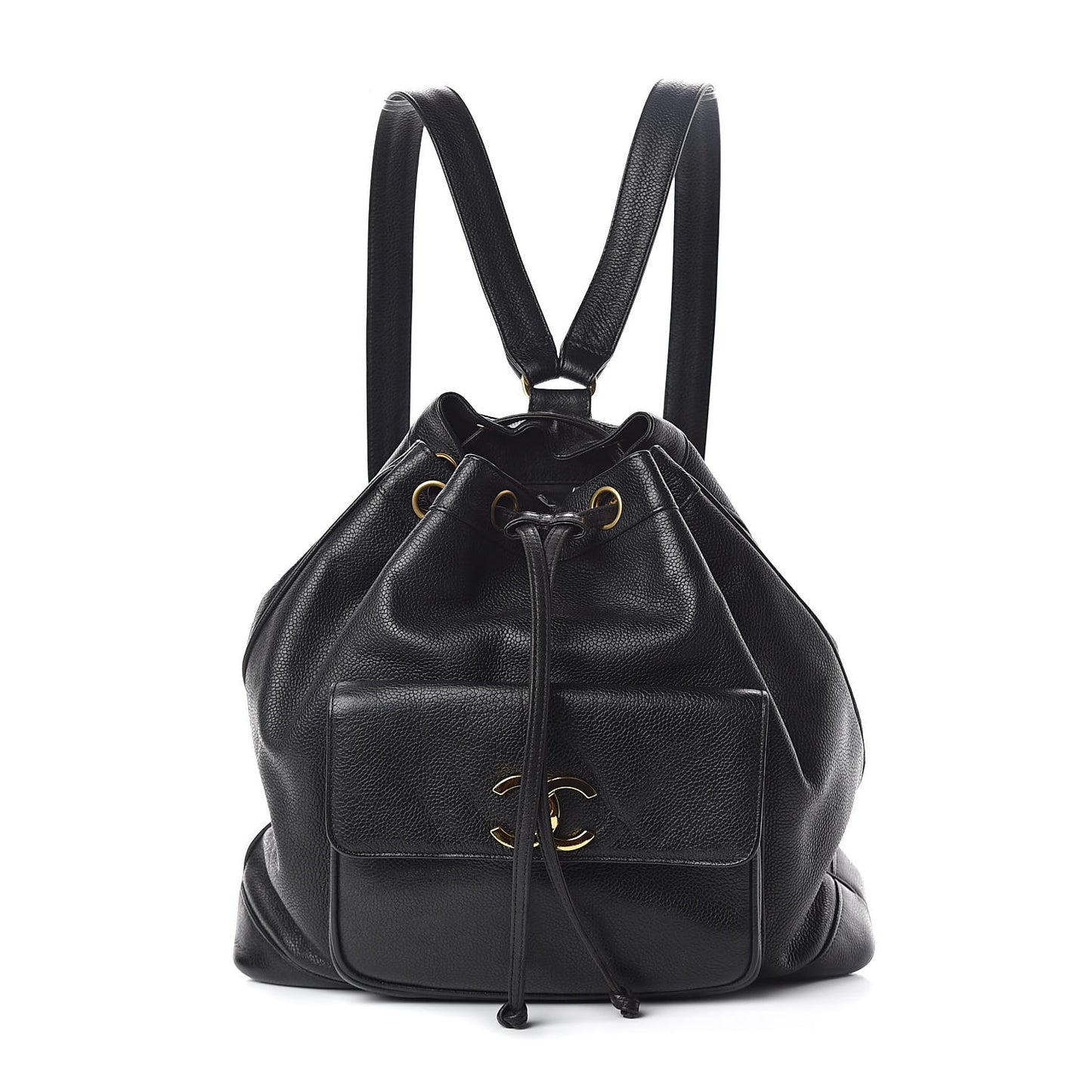 Caviar Drawstring Backpack Bag Black