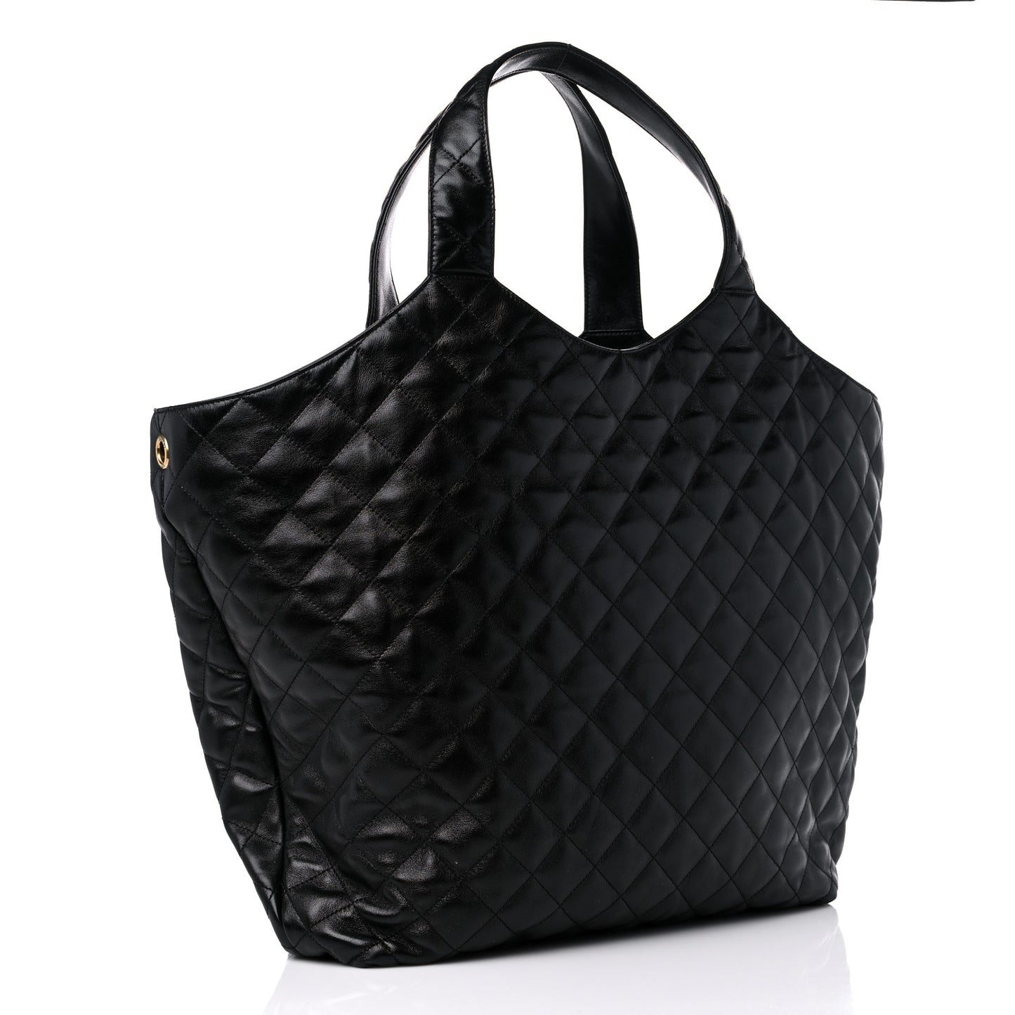 Lambskin Quilted Maxi Icare Shopping Tote Black