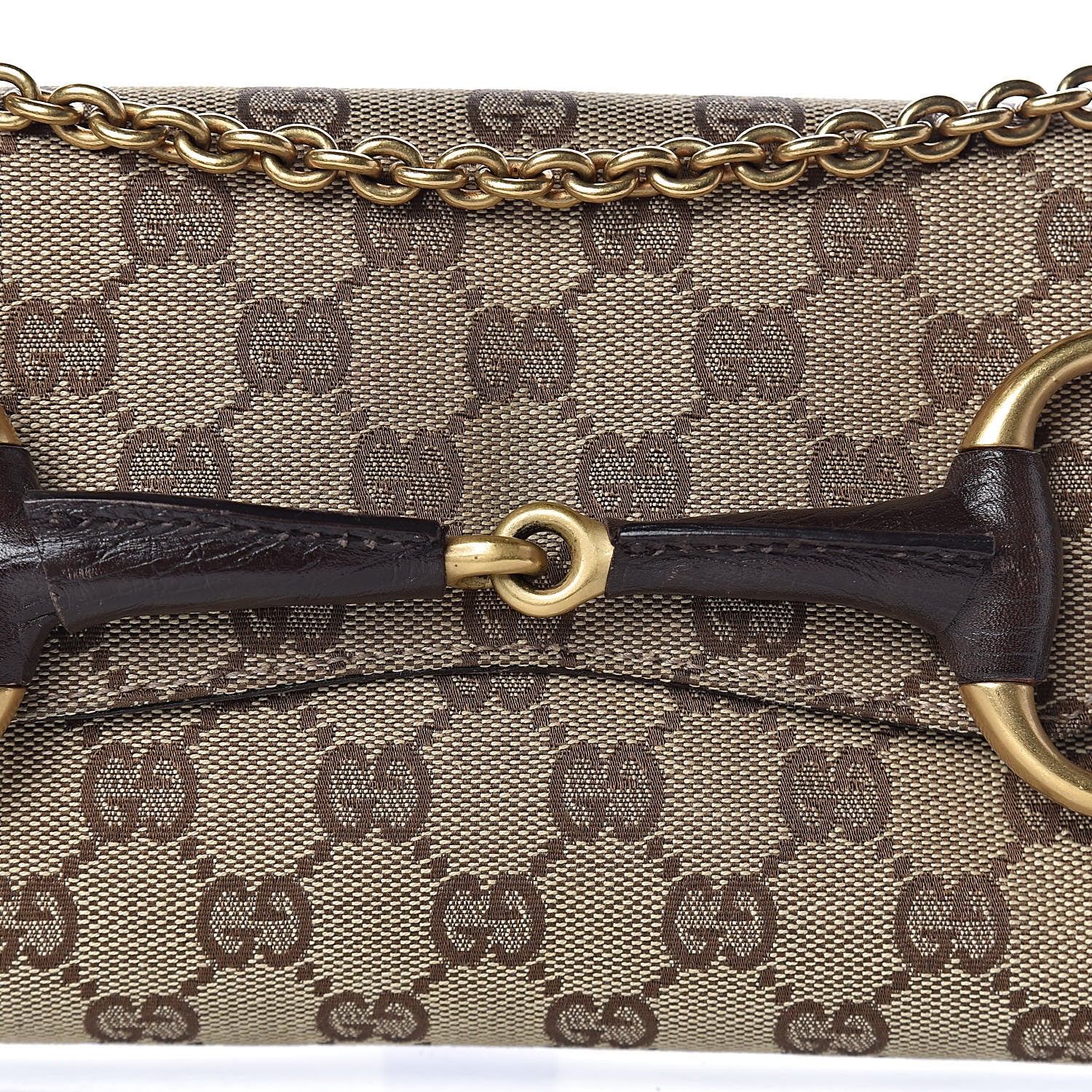 Gucci Monogram Horsebit Clutch Dark Brown 12 of 12