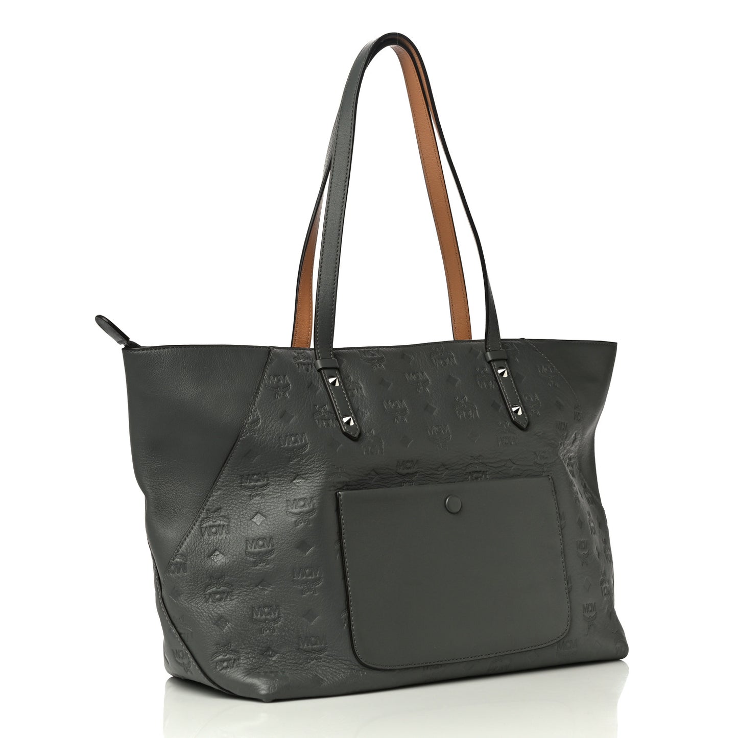 Calfskin Ottomar Monogram Medium Klara Top Zip Tote Charcoal