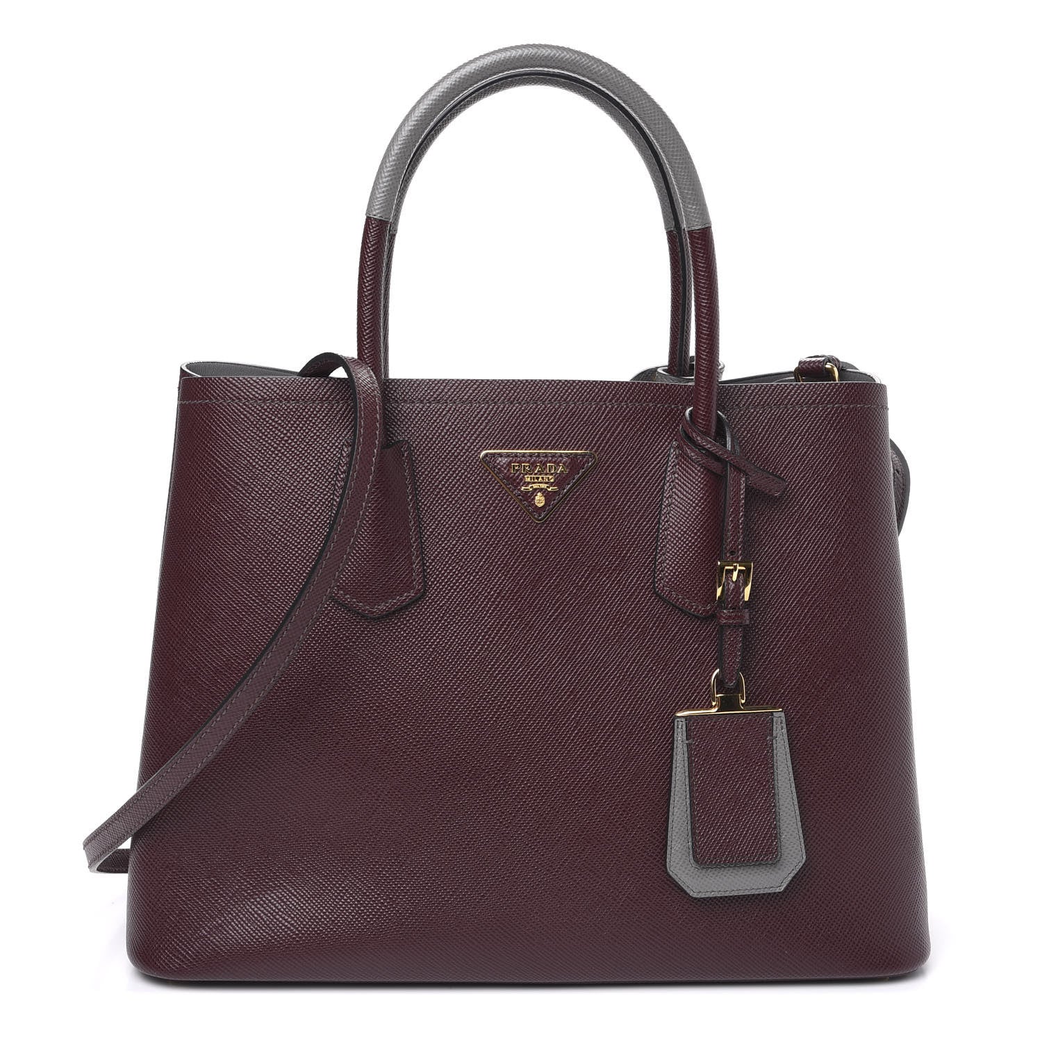 Prada Saffiano Cuir Medium Double Bag Granato Marmo 1 of 8