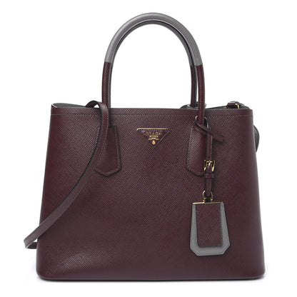 Prada Saffiano Cuir Medium Double Bag Granato Marmo 1 of 8