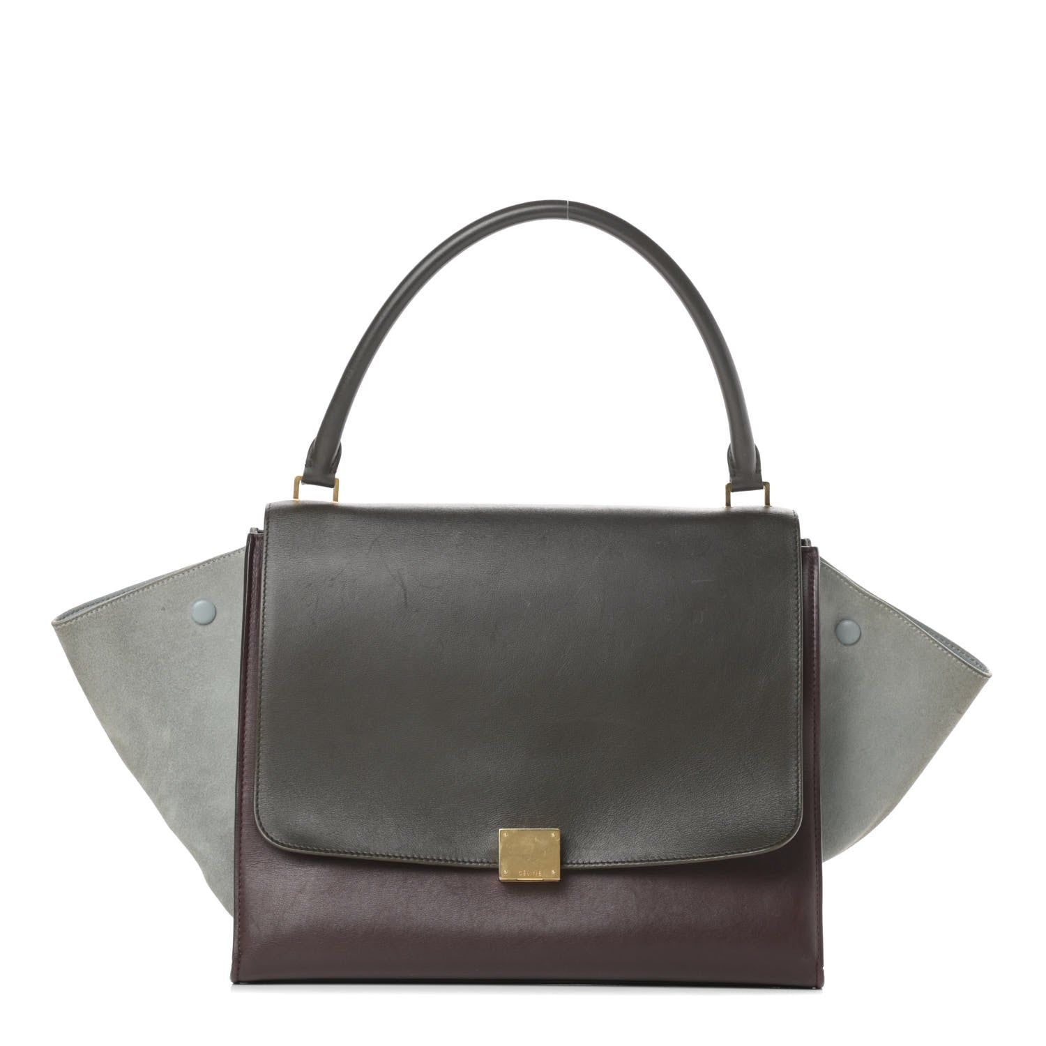 Celine Smooth Calfskin Suede Large Tri-Color Trapeze Dark Grey 1 of 23