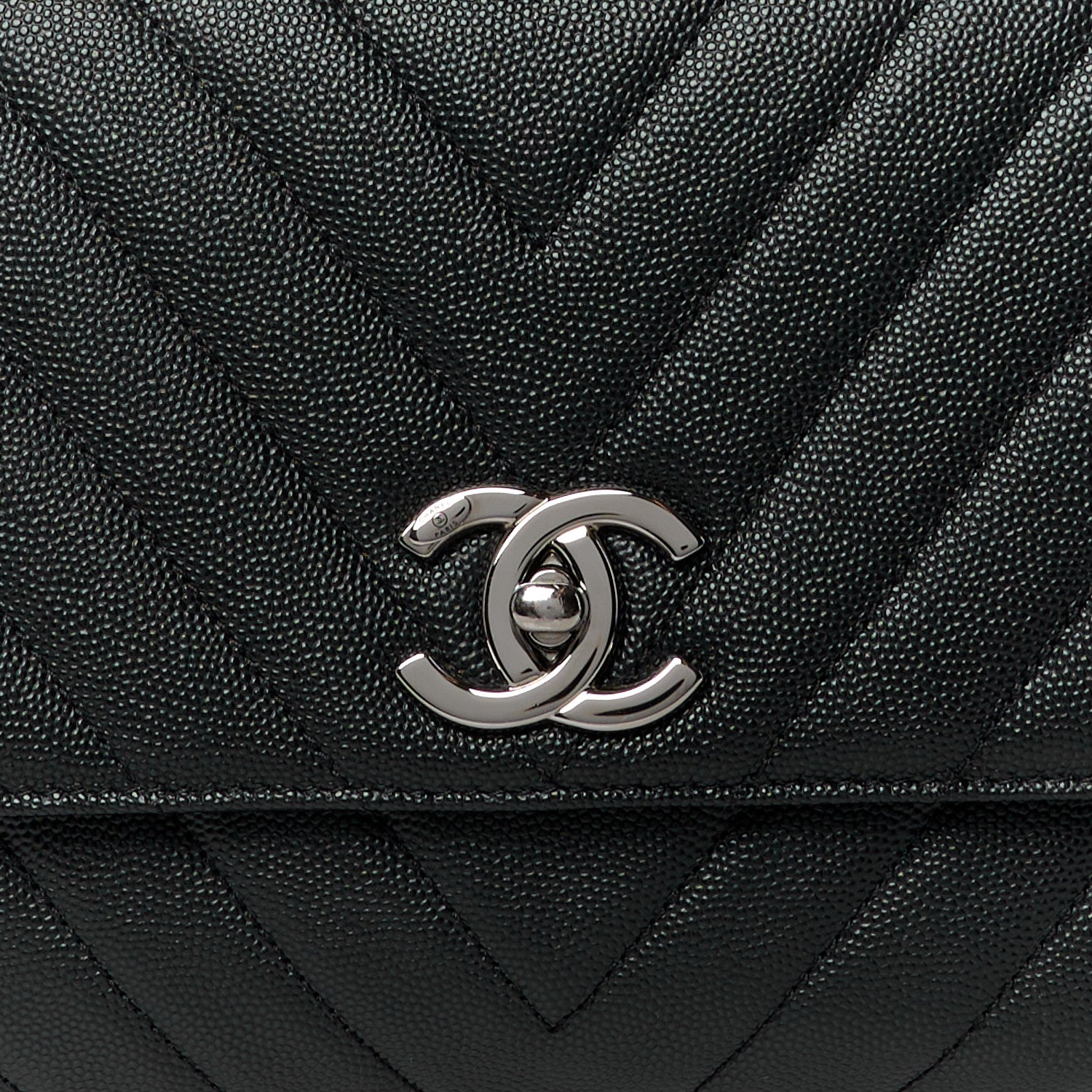 Chanel Caviar Chevron Quilted Small Coco Handle Flap Black 9 of 12