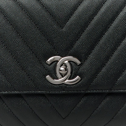 Chanel Caviar Chevron Quilted Small Coco Handle Flap Black 9 of 12