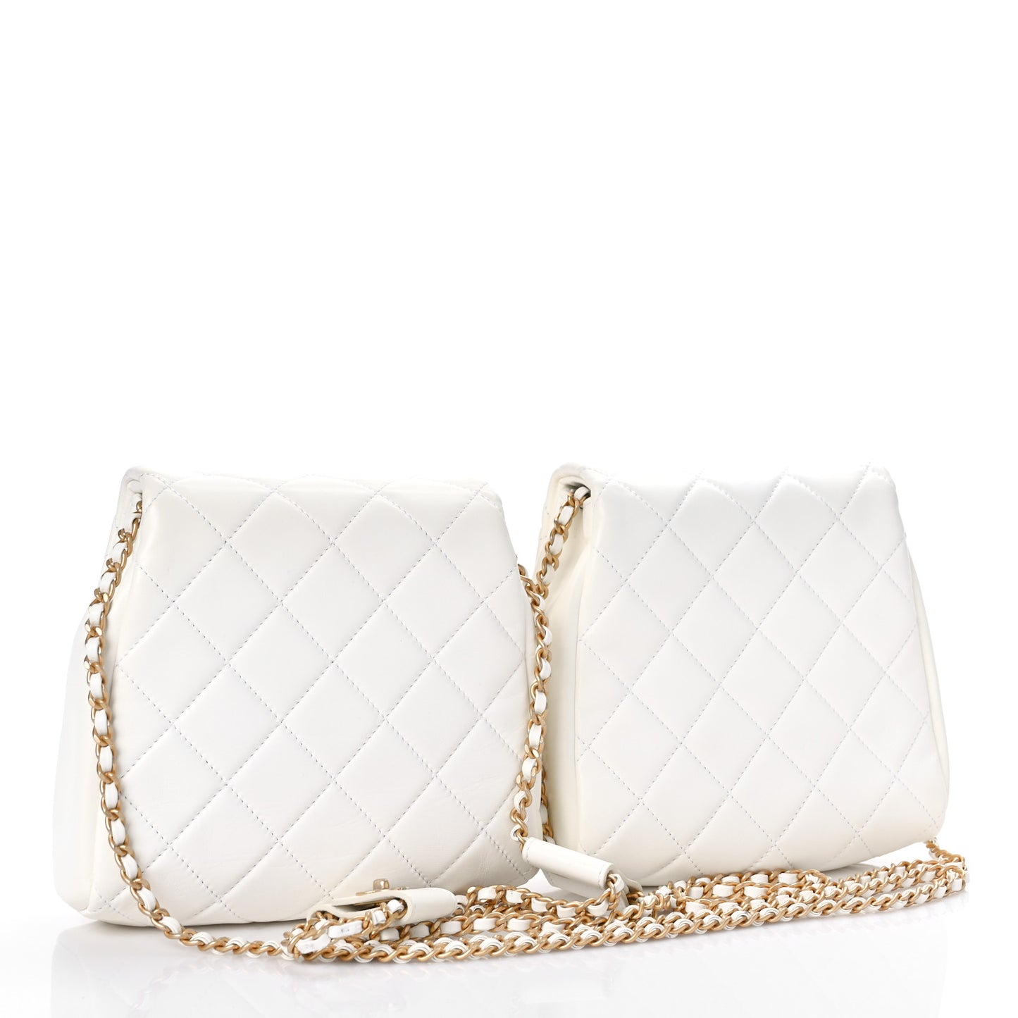 Lambskin Quilted Side-Packs White