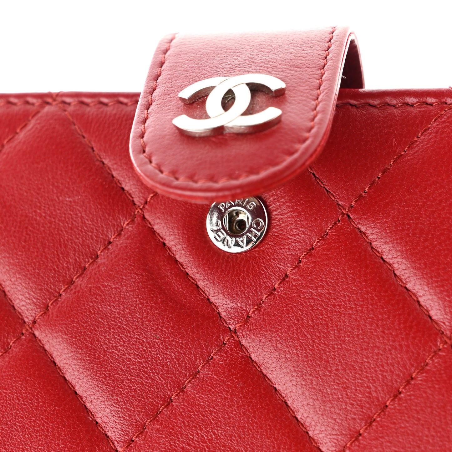 Lambskin Quilted CC French Wallet Red