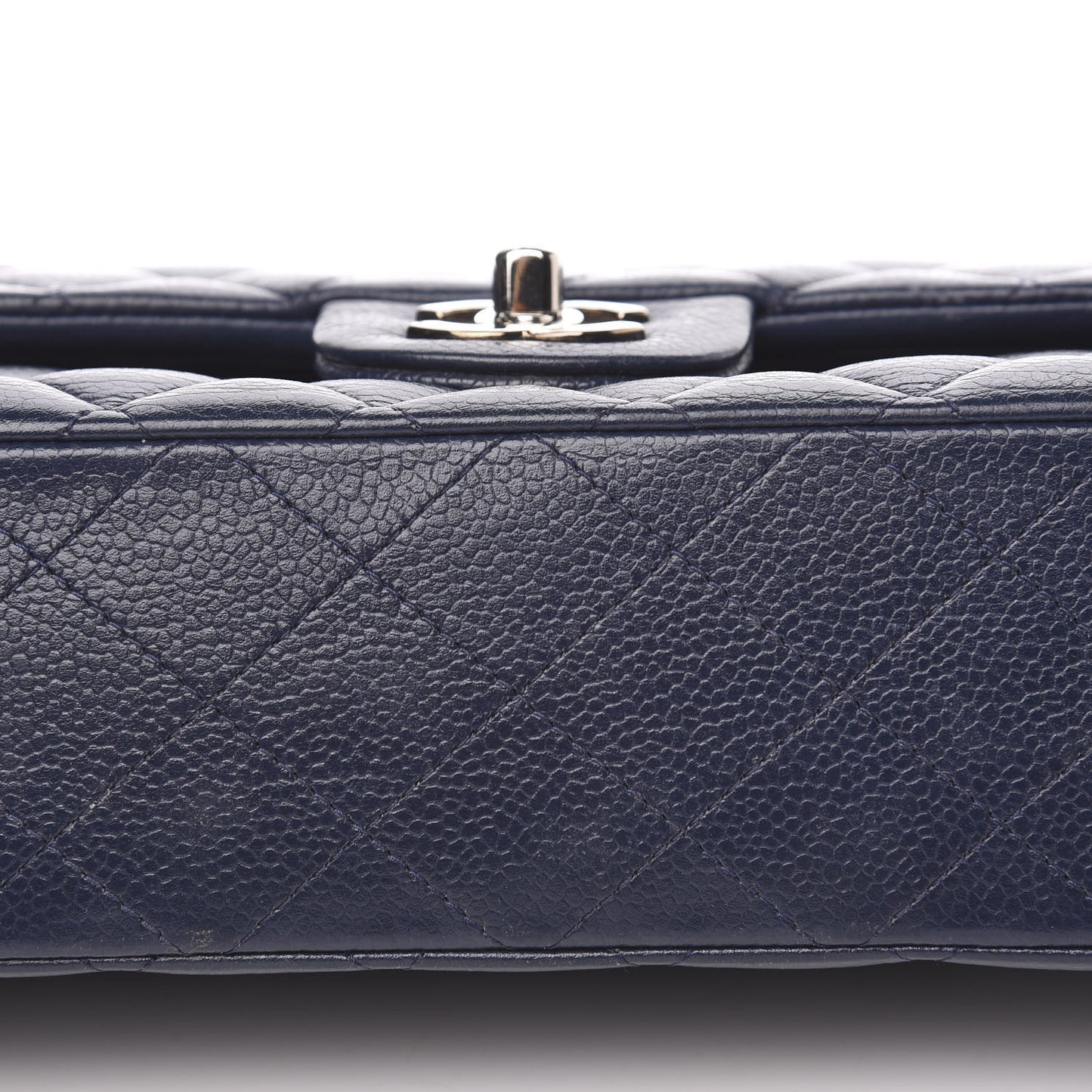 Caviar Quilted Medium Double Flap Navy
