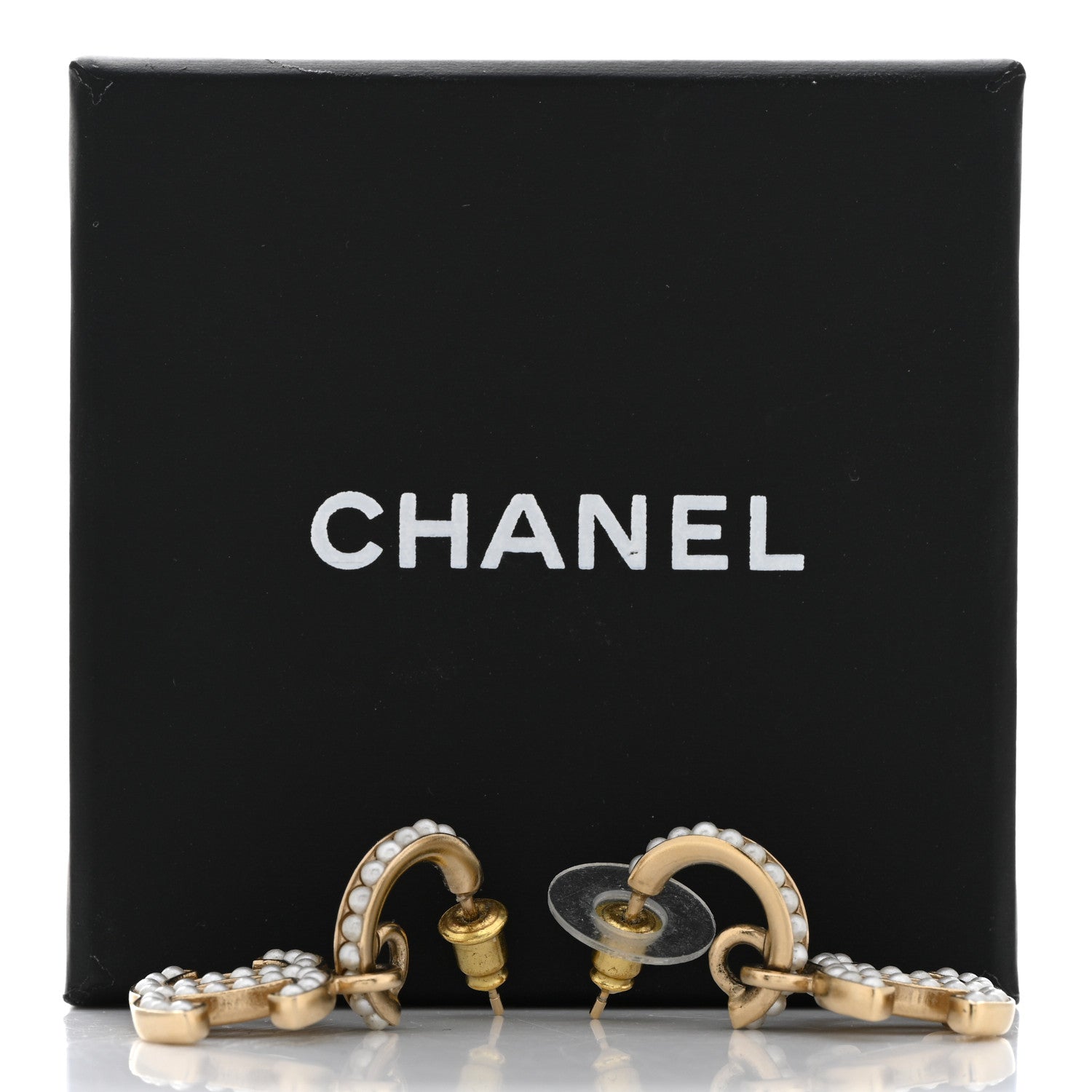 Chanel Pearl CC Hoop Drop Earring Gold 5 of 5