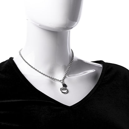 Gucci 18K White Gold Diamond Horsebit Pendant Necklace 2 of 7