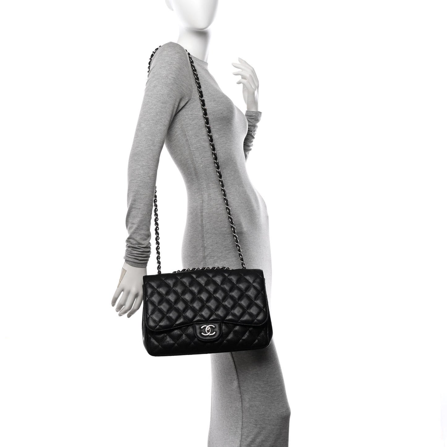 Caviar Quilted Jumbo Single Flap Black