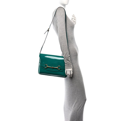 Gucci Patent Large Bright Bit Shoulder Bag Green 2 of 12