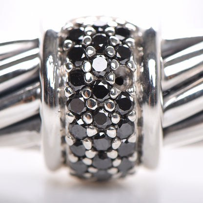 David Yurman Sterling Silver Black Diamond 7mm Cable Classics Station Bracelet 5 of 5