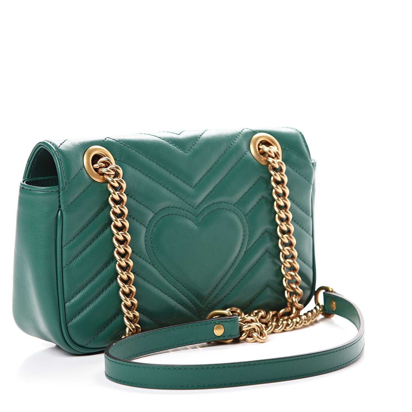 Calfskin Matelasse Mini GG Marmont Shoulder Bag Emerald Green