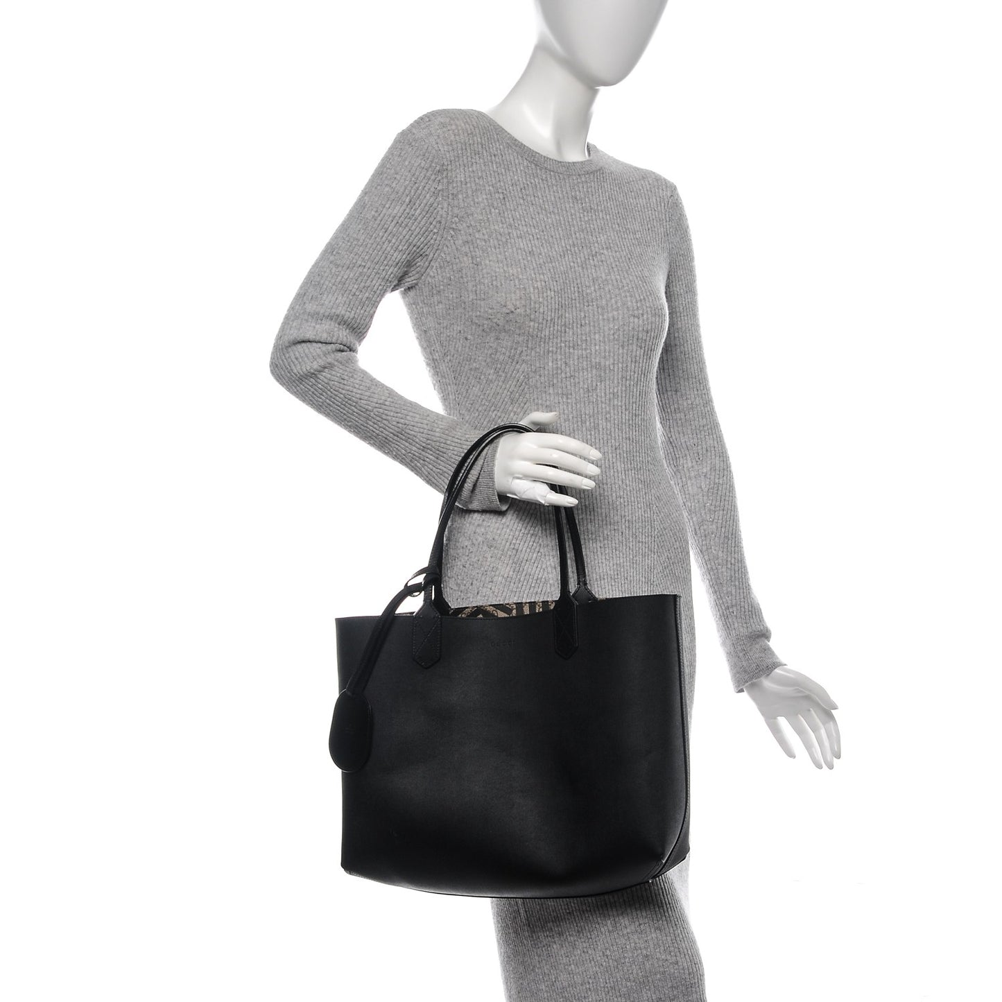 Calfskin GG Supreme Monogram Caleido Large Reversible Tote Black