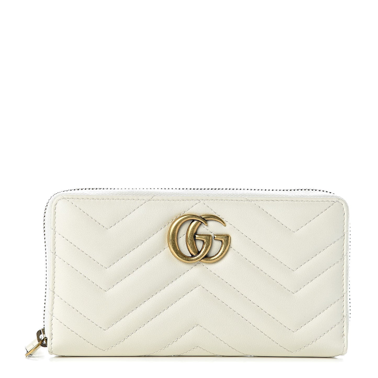 Calfskin Matelasse GG Marmont Zip Around Wallet White