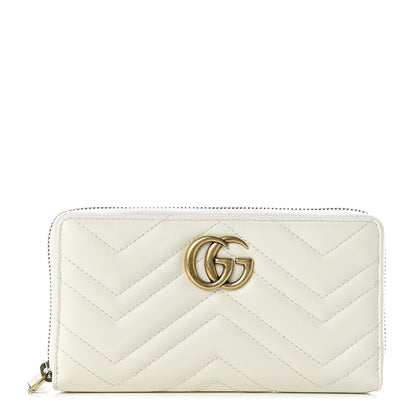 Gucci Calfskin Matelasse GG Marmont Zip Around Wallet White 1 of 7