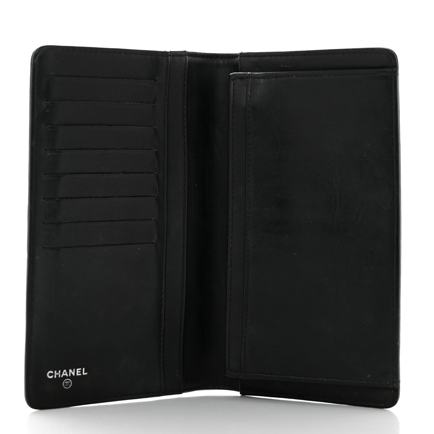 Patent Calfskin Quilted Boy Yen Wallet Black