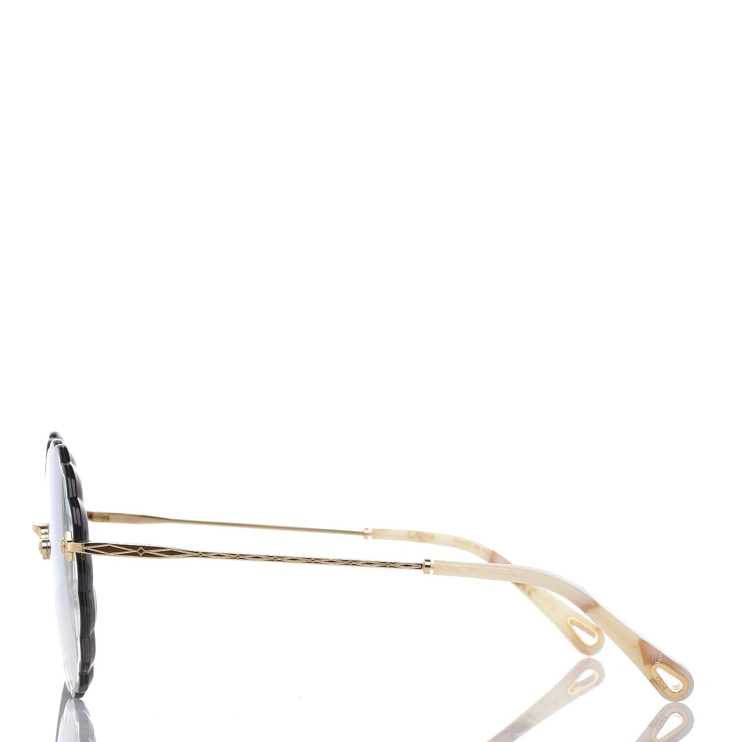 Chloe Rosie Bevelled Round Sunglasses CE142S Gold Gradient Blue 2 of 7