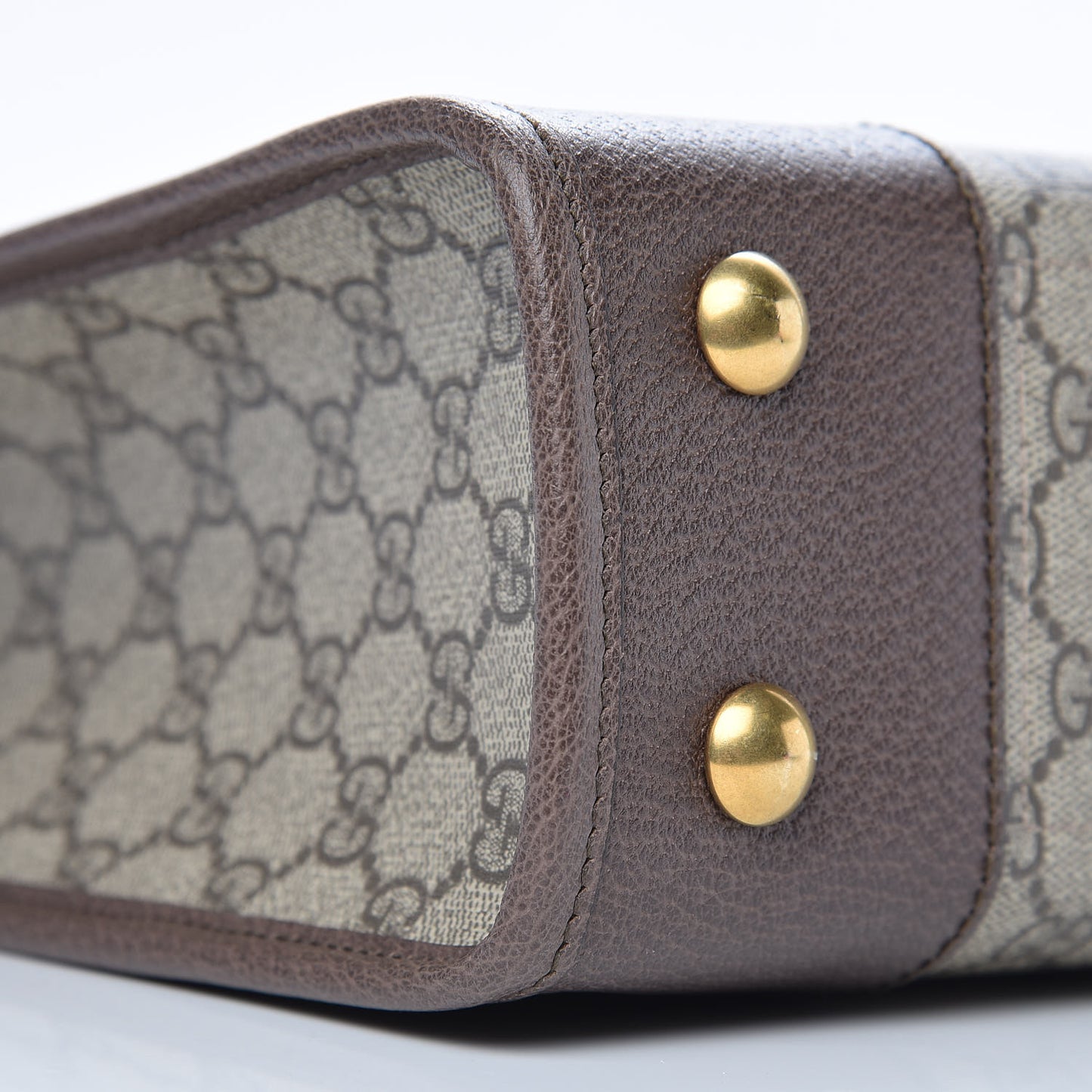 GG Supreme Monogram Textured Calfskin Web Medium Ophidia Slip Handle Tote Beige Ebony New Acero