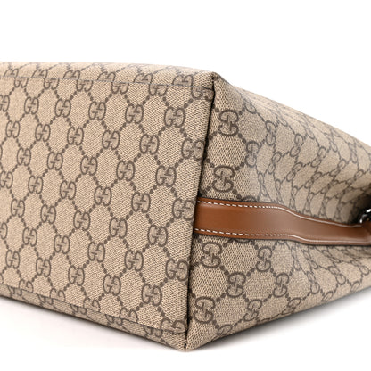 Gucci GG Supreme Monogram Medium Emblem Bucket Bag Beige Brown 9 of 10