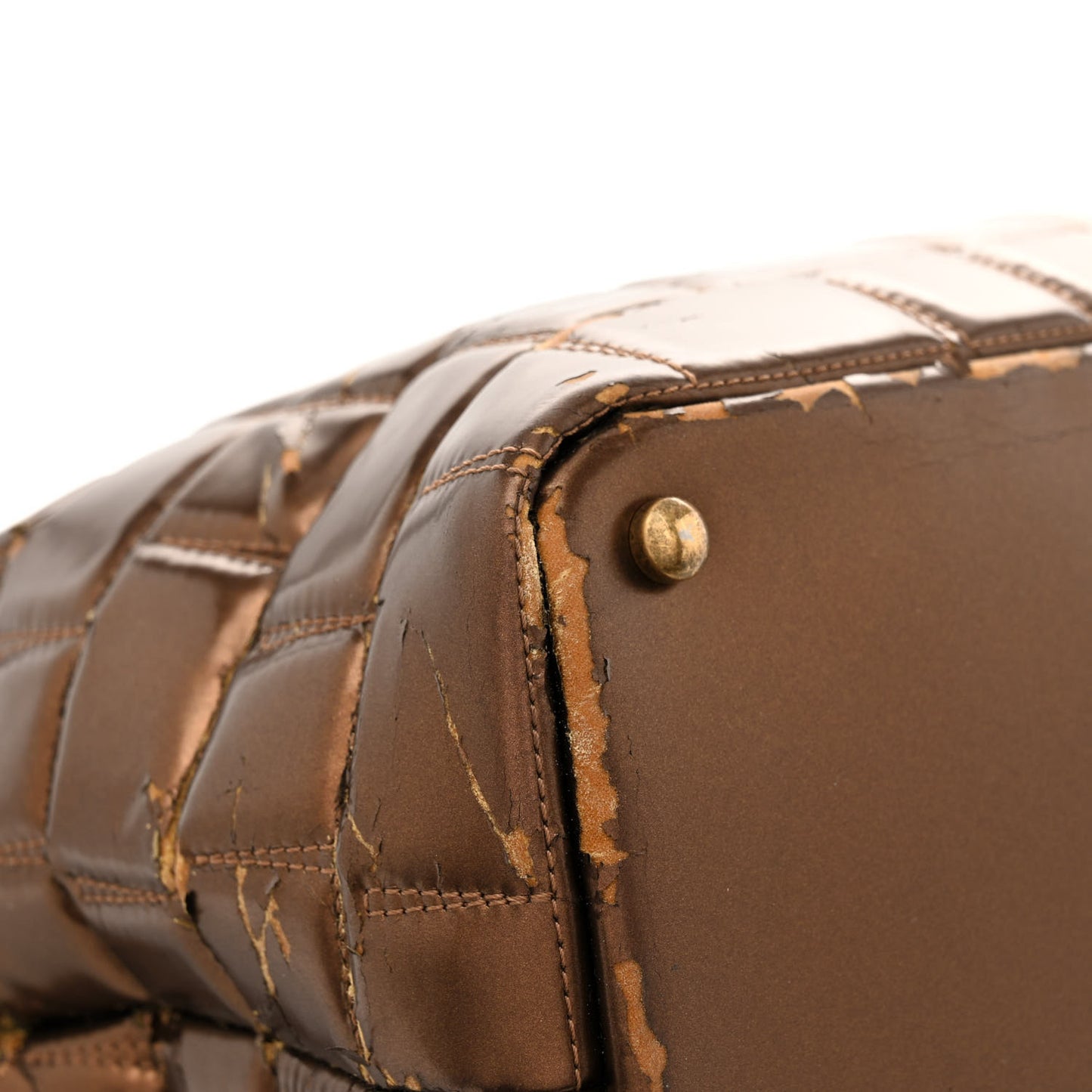 Vinyl Quilted Large Frozen Tote Bronze