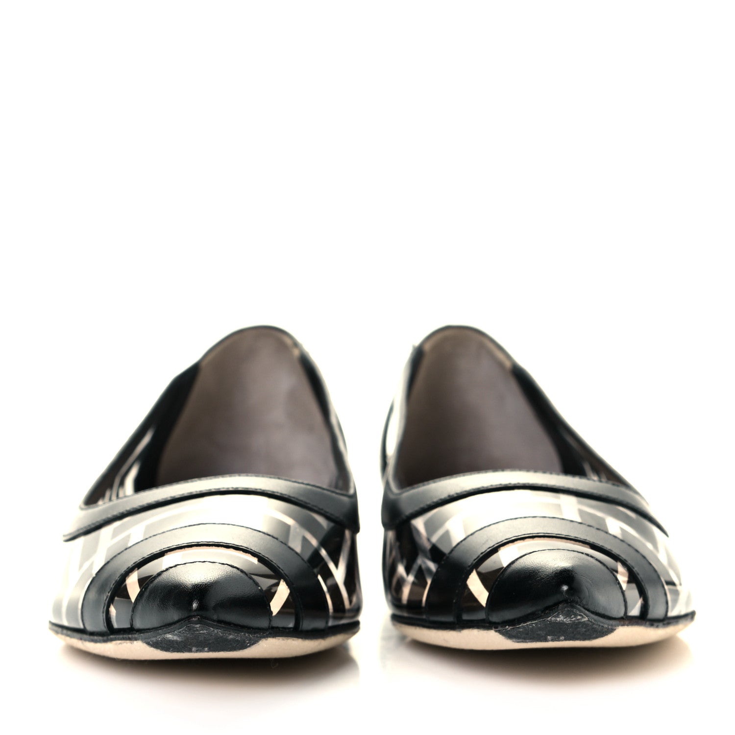 Fendi PVC Calfskin FF Colibri Ballerina Flats 37.5 Black 2 of 8