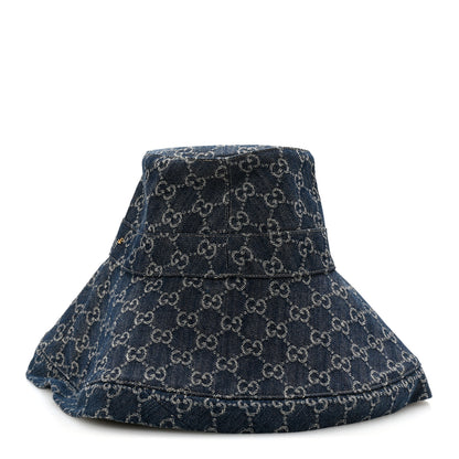 Gucci Eco Washed Denim GG Monogram Brim Hat XS Blue Ivory 6 of 9