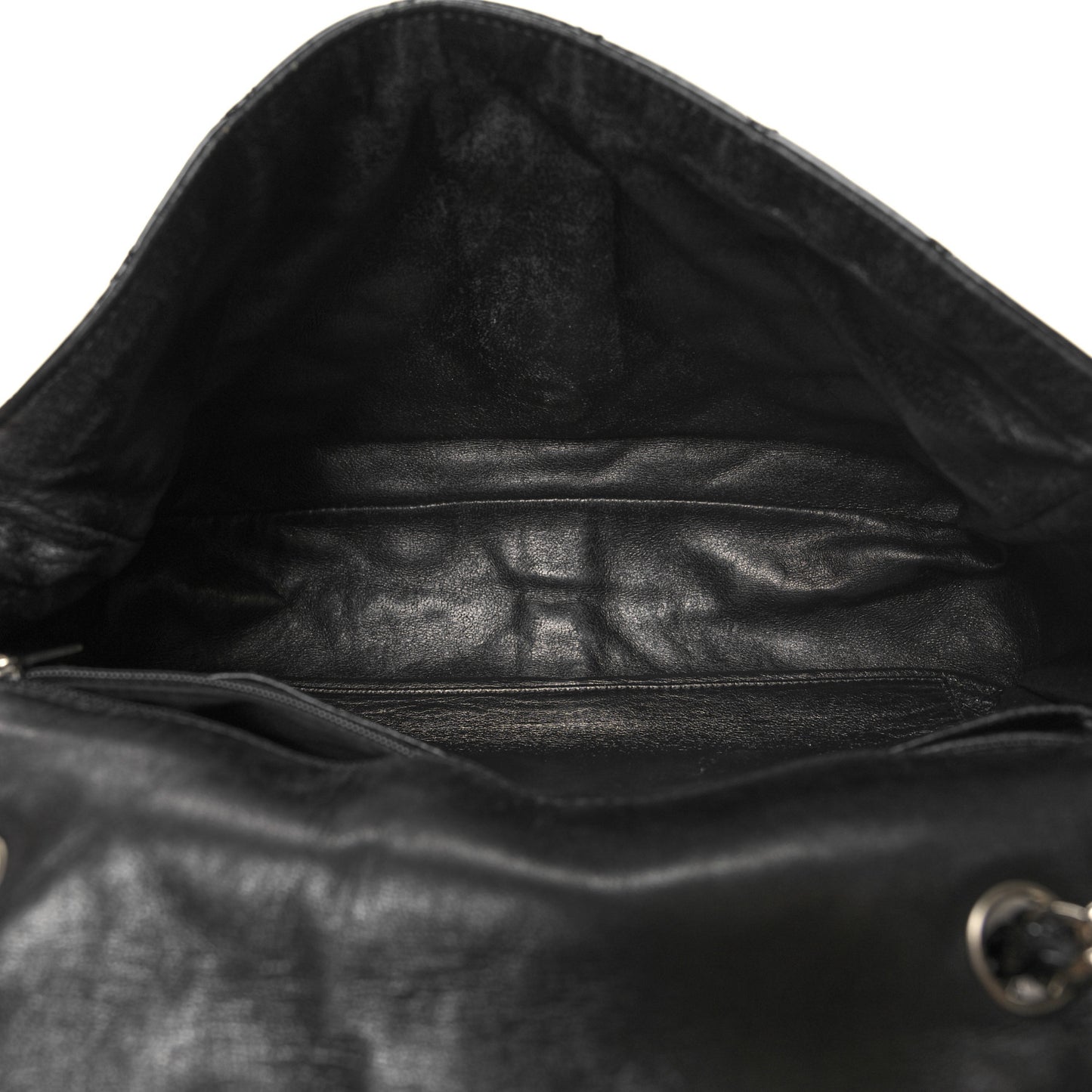 Patent Quilted Jumbo Single Flap Black