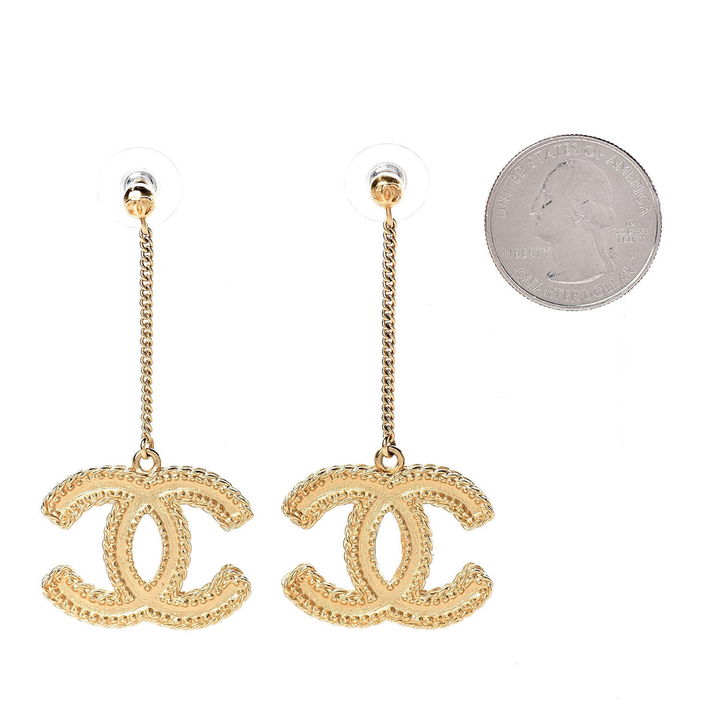 CC Drop Earrings Matte Gold