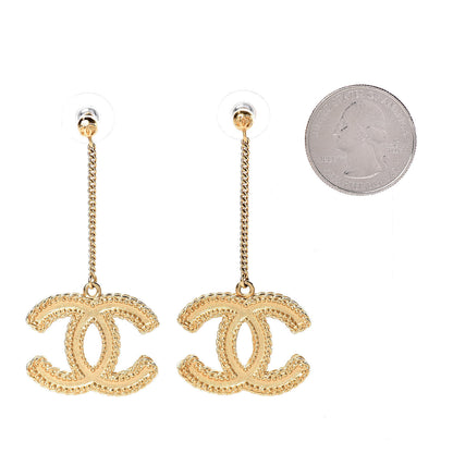 Chanel CC Drop Earrings Matte Gold 2 of 5
