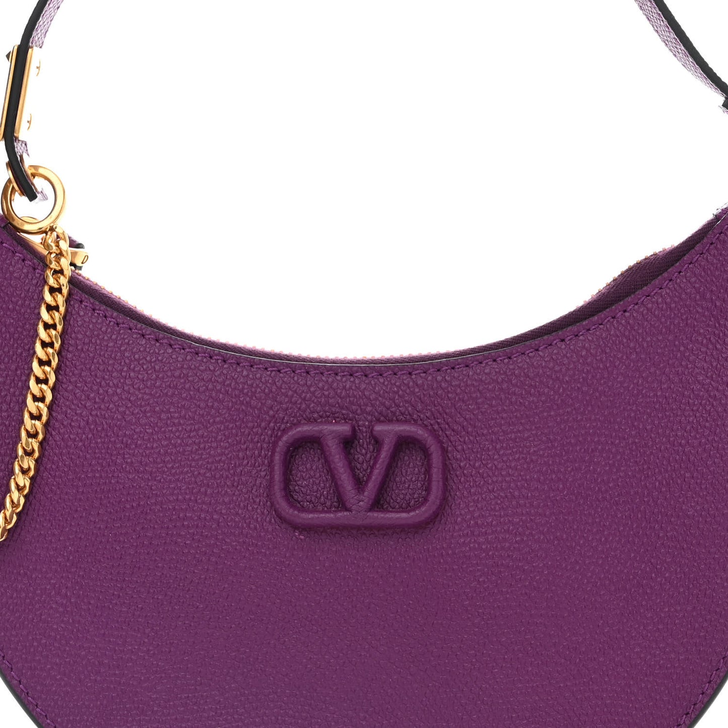 Grainy Calfskin Mini Vlogo Hobo Bag Purple