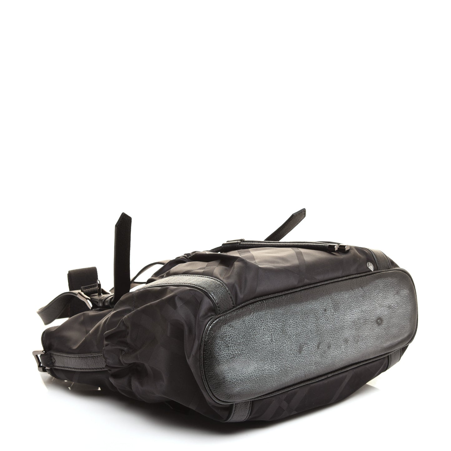 Nylon Tonal Check Drawstring Tote Black