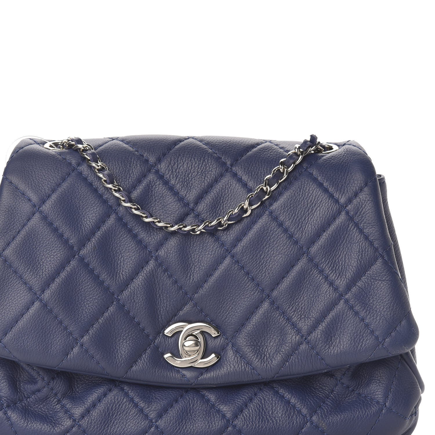 Chanel Calfskin Quilted CC Curvy Flap Blue 10 of 11