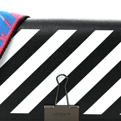 Off-White Saffiano Striped Mini Diag Binder Clip Bag Black White Indus 7 of 10