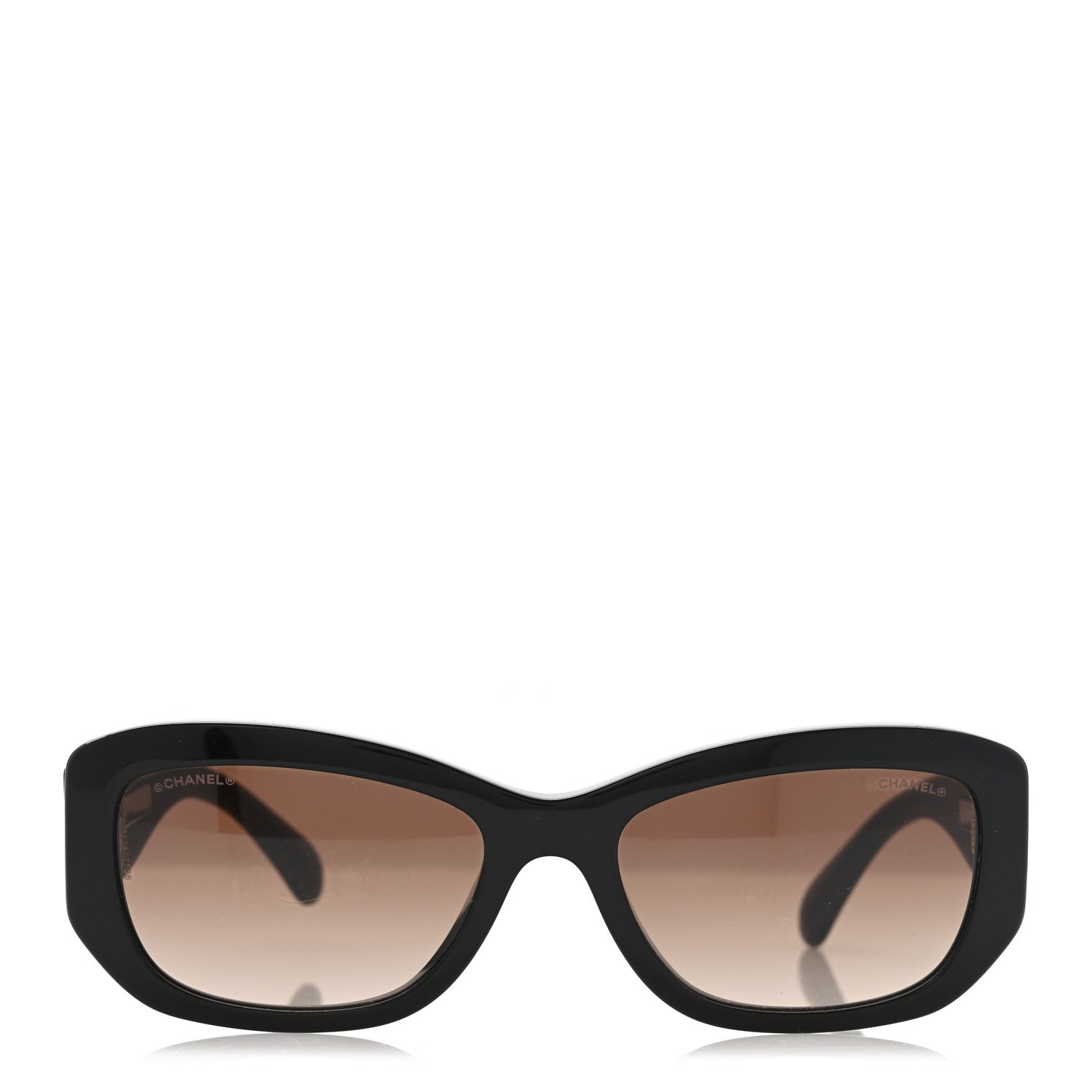 Chanel Acetate Rectangle Sunglasses 5493-A Black Brown 2 of 8