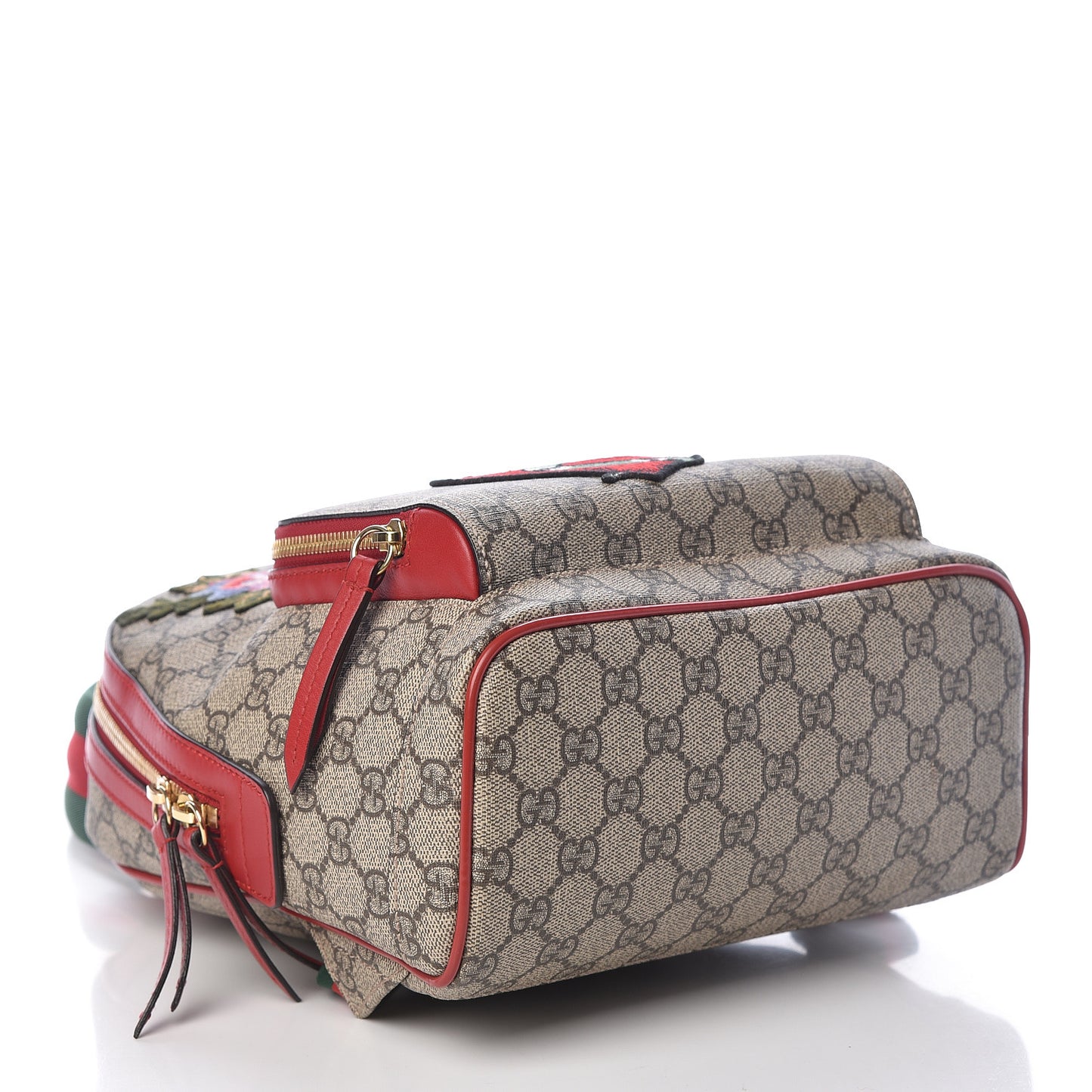 GG Supreme Monogram Web Kingsnake Heart Embroidered Small Day Backpack Red