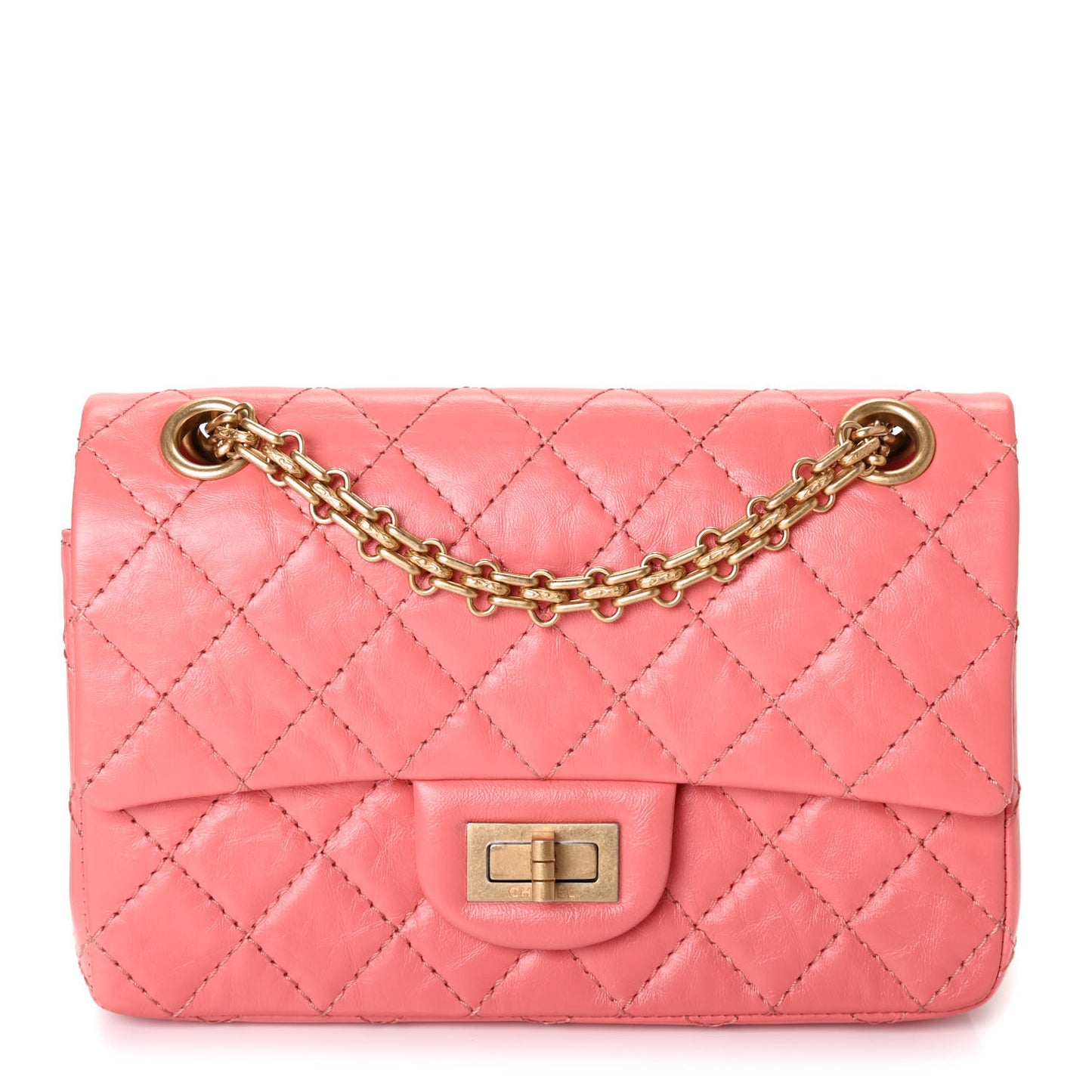 Aged Calfskin Quilted 2.55 Reissue Mini Flap Coral