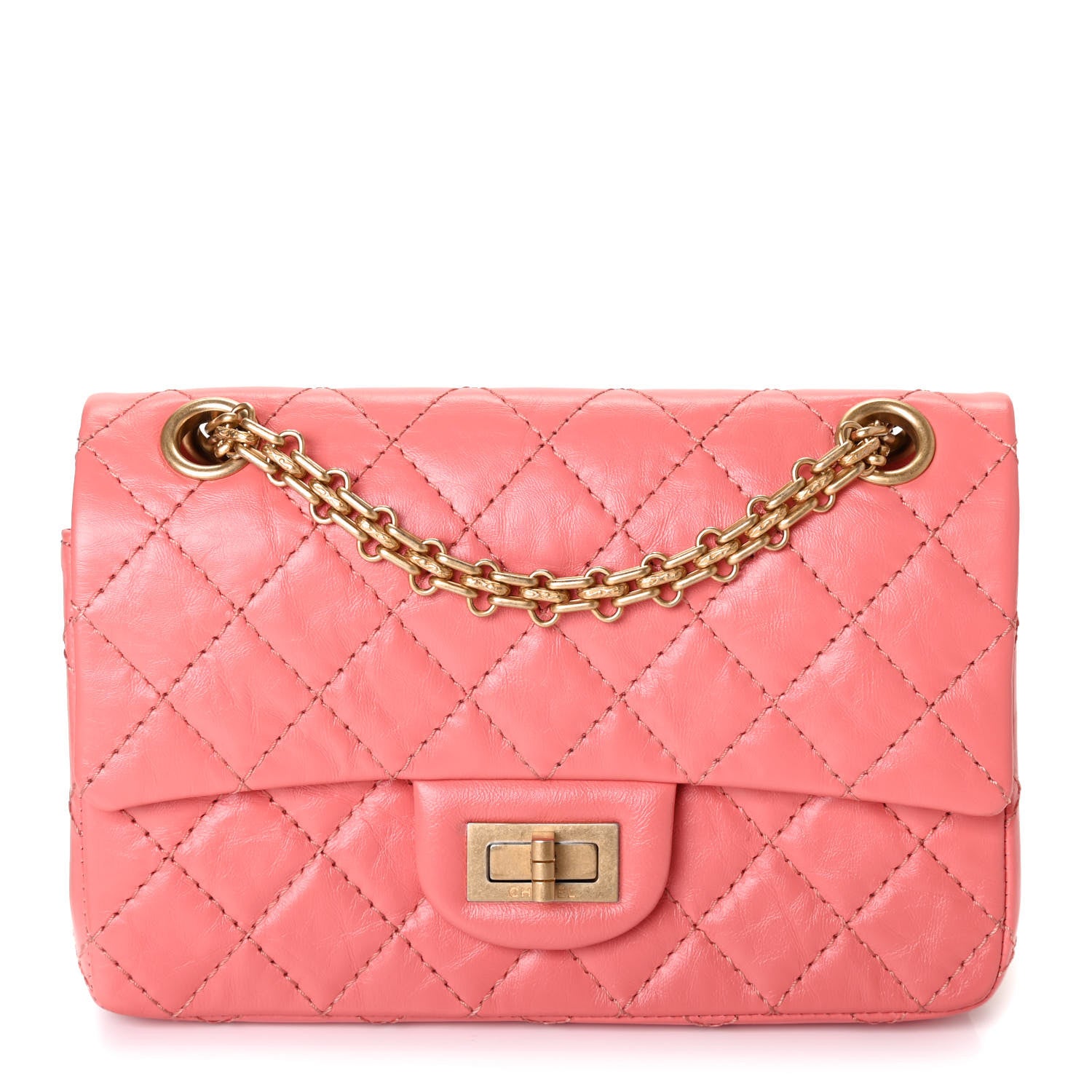 Chanel Aged Calfskin Quilted 2.55 Reissue Mini Flap Coral 1 of 4