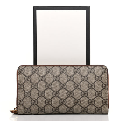 Gucci GG Supreme Monogram Cuoio Toscano Zip Around Wallet Beige Ebony Cuir 8 of 8
