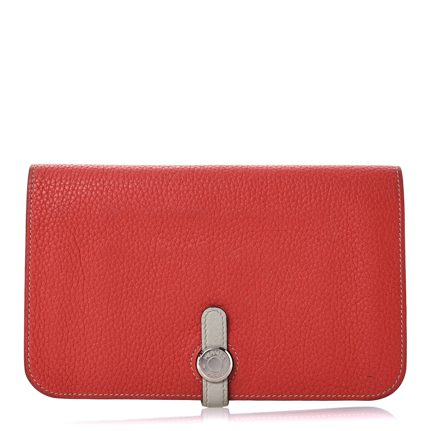 Togo Dogon Duo Wallet Rouge Garance Gris Mouette