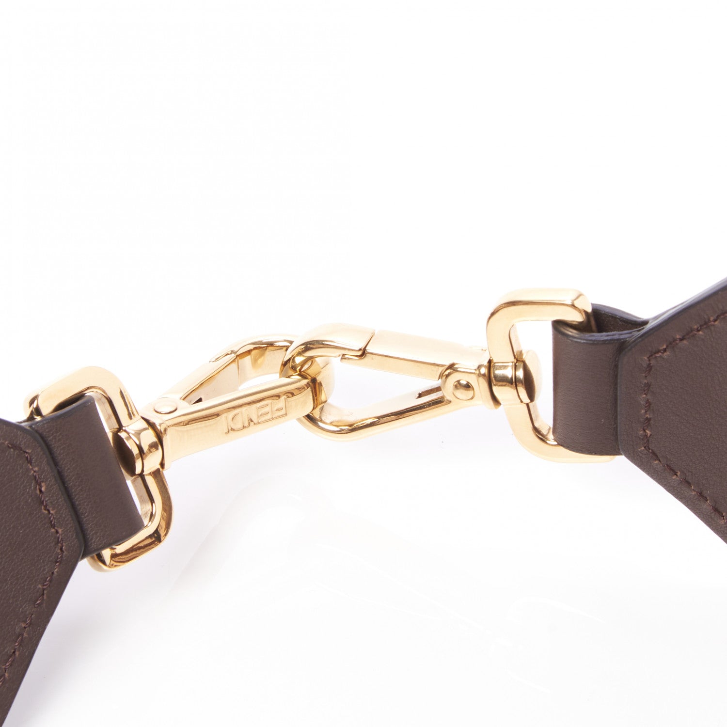Fendi Ribbon Vitello Century FF 1974 Embroidered Adjustable Strap You Fango Rosa Confetto Chocolate 4 of 4