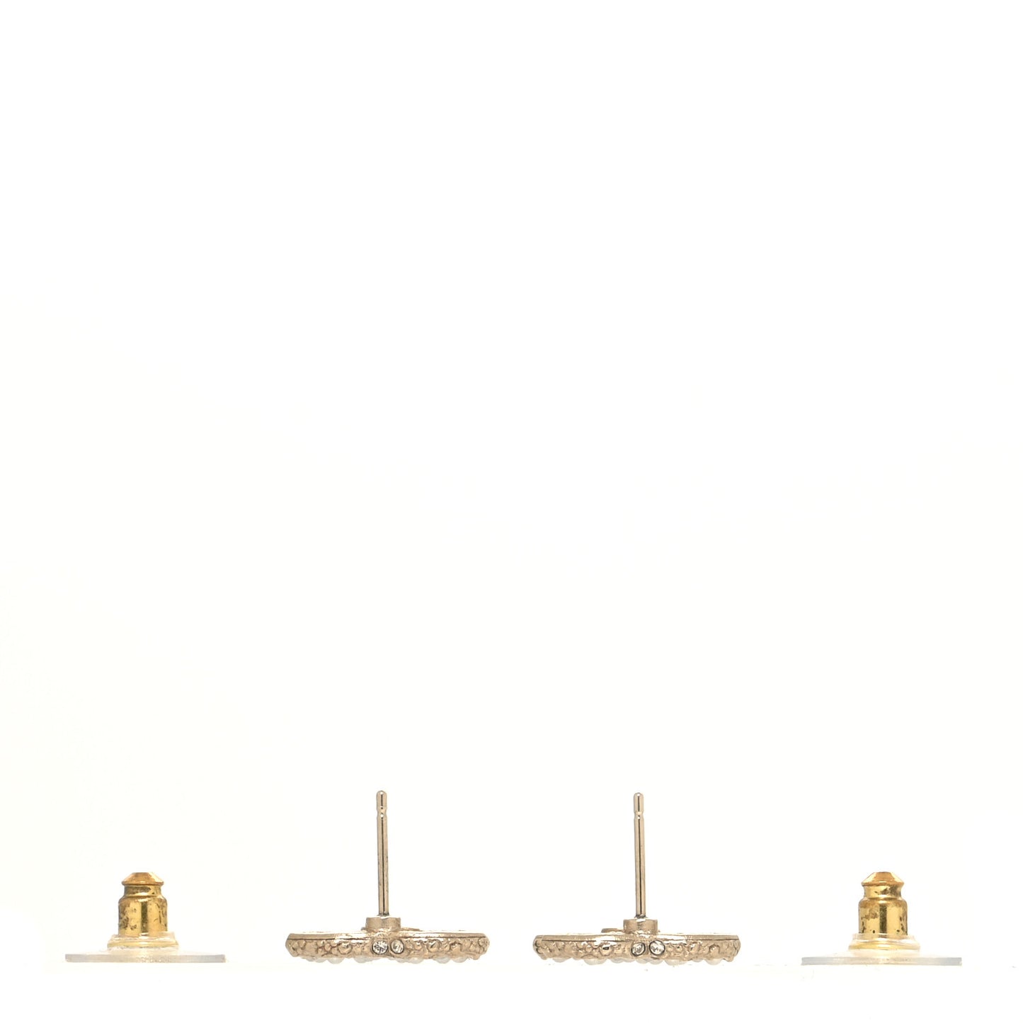 Metal Graduated Pearl Crystal CC Earrings Light Gold