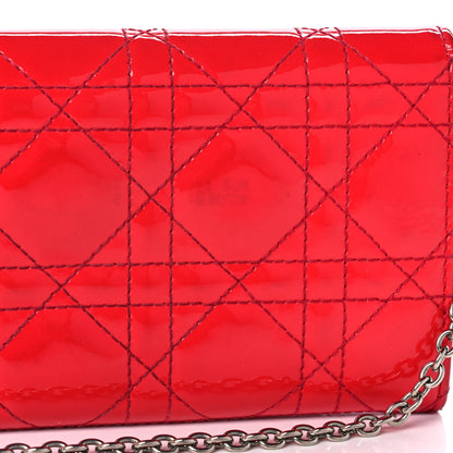Christian Dior Patent Cannage Rendez-vous Chain Wallet Red 14 of 14